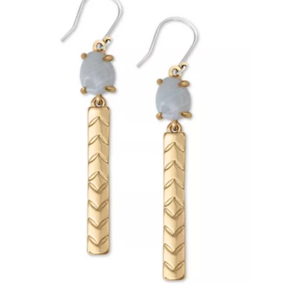 Lucky Brand Jewelry - Lucky Brand Stone Chevron-Etched Bar Drop Earrings